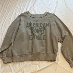 American Eagle Women's Olive Crew Neck Sweater
